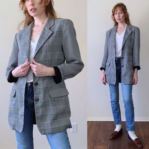 vintage 90s houndstooth plaid boxy blazer small